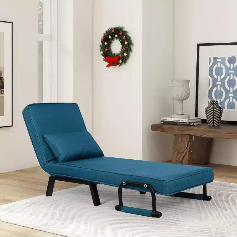 Fauteuil Lit Convertible pour Adultes avec Dossier Réglable sur 5 Positions et Oreiller, Canapé-Lit Futon Simple Confortable pour Appartement, Bureau