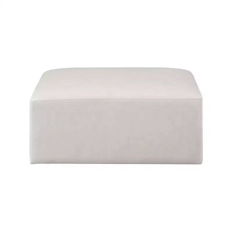 Meuble, pouf carré en cuir végétalien crème