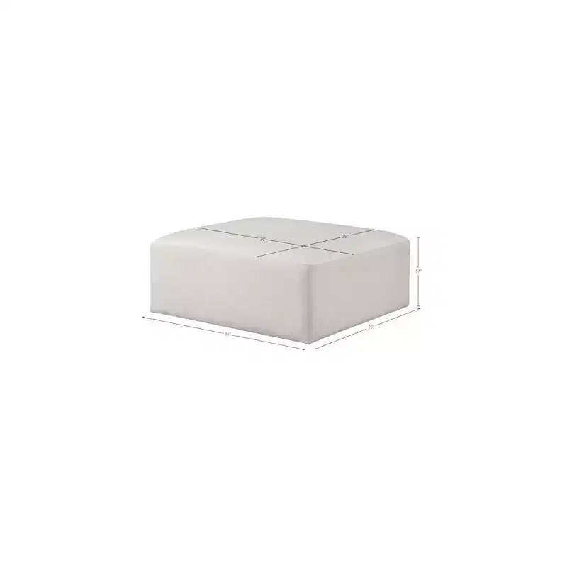 Meuble, pouf carré en cuir végétalien crème