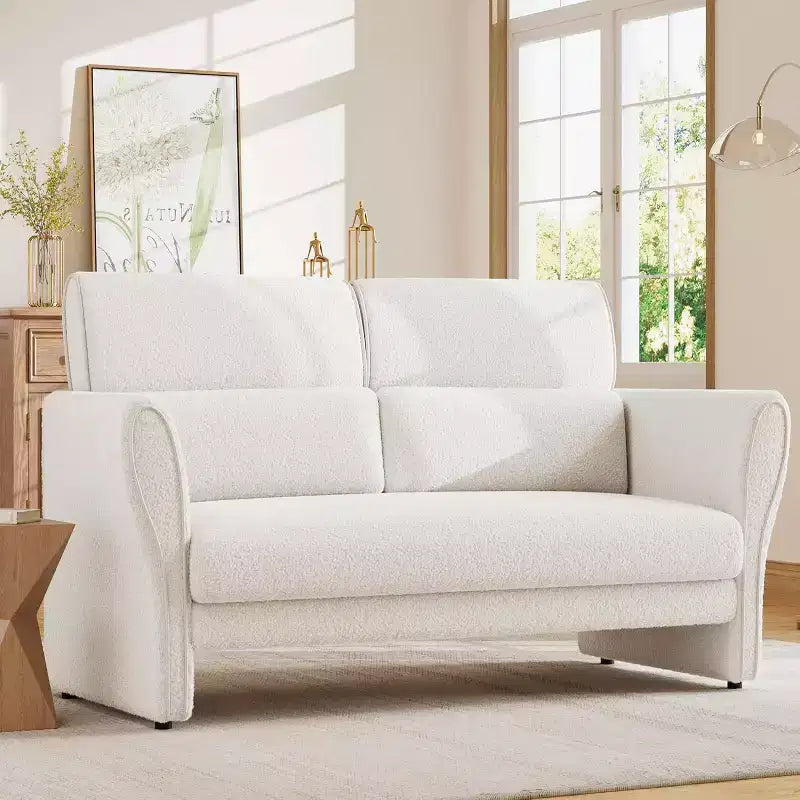 Modern Accent Chair with Arms, Mid-Century Lounge Chair, Comfy Single Sofa, Boucle Upholstered Armchair, for Living Room, Bedroom, Office