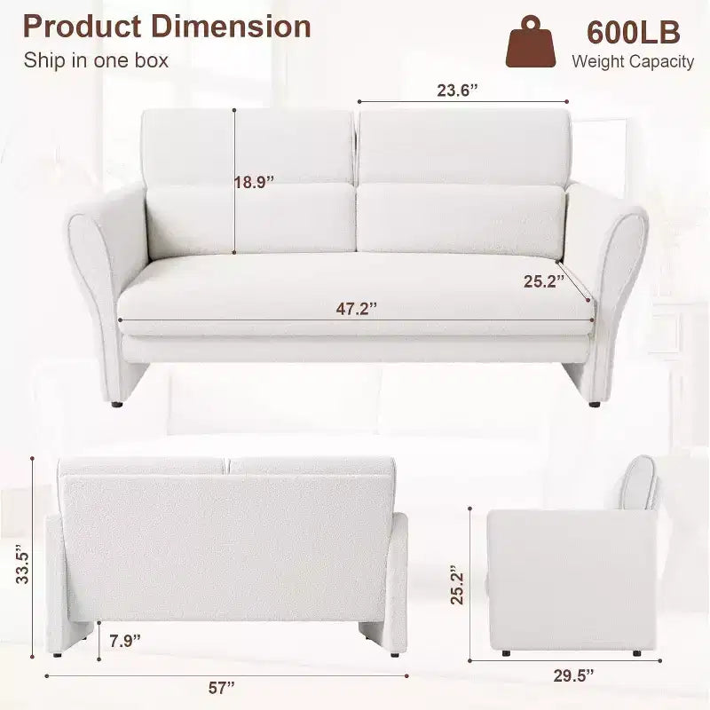 Fauteuil moderne avec accoudoirs, fauteuil de salon du milieu du siècle, canapé simple confortable, fauteuil rembourré en bouclé, pour salon, chambre, bureau