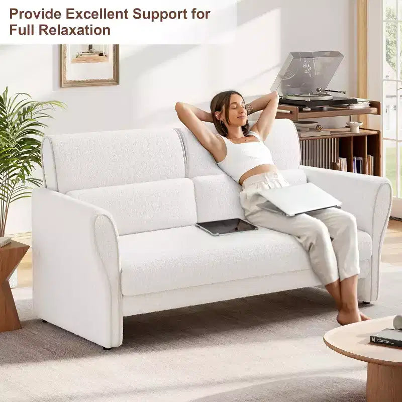 Fauteuil moderne avec accoudoirs, fauteuil de salon du milieu du siècle, canapé simple confortable, fauteuil rembourré en bouclé, pour salon, chambre, bureau
