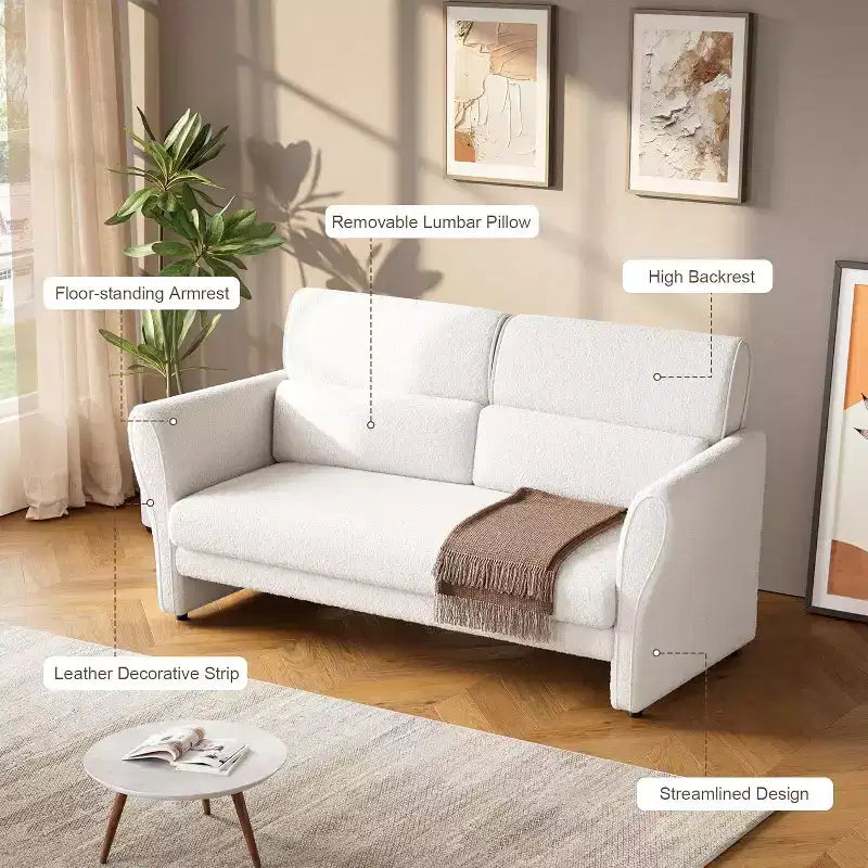 Fauteuil moderne avec accoudoirs, fauteuil de salon du milieu du siècle, canapé simple confortable, fauteuil rembourré en bouclé, pour salon, chambre, bureau