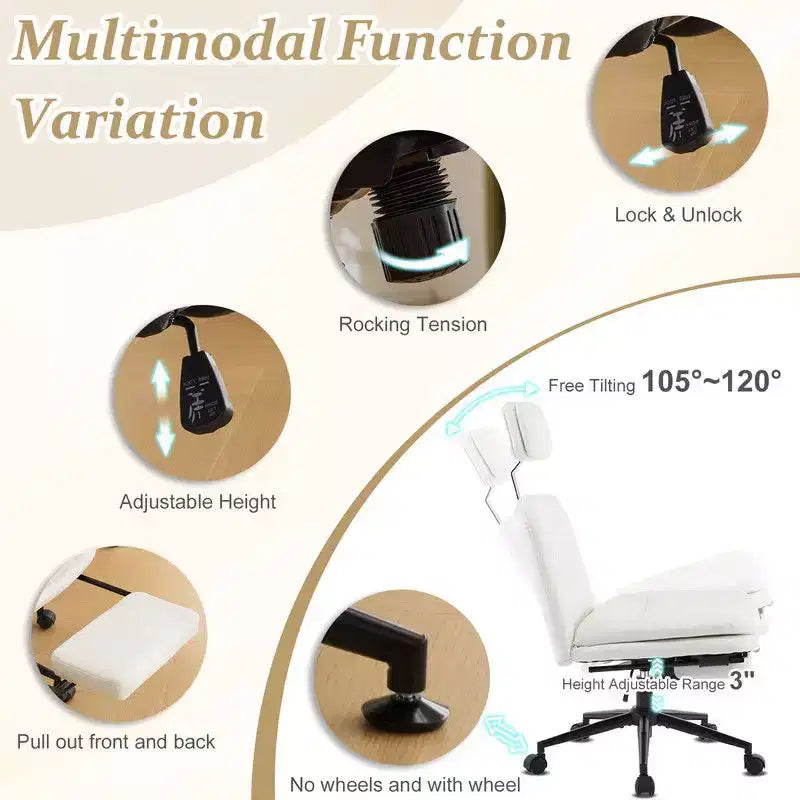 | Chaise de bureau blanche 24,41 pouces