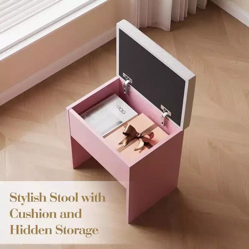 Coiffeuse avec miroir, 3 modes d'éclairage et prise de courant