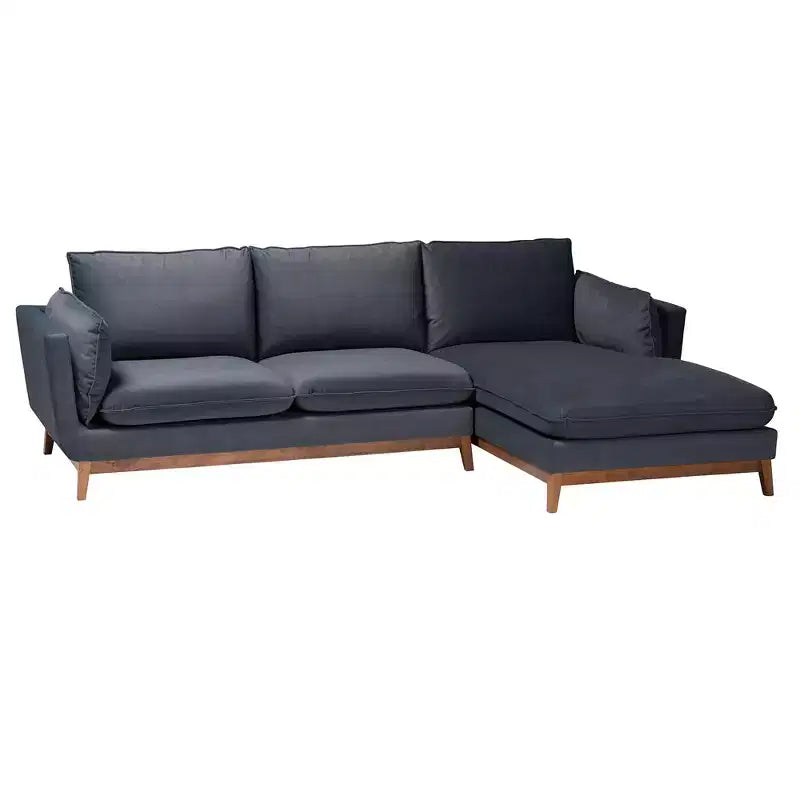 Canapé sectionnel d'angle droit en tissu gris foncé moderne