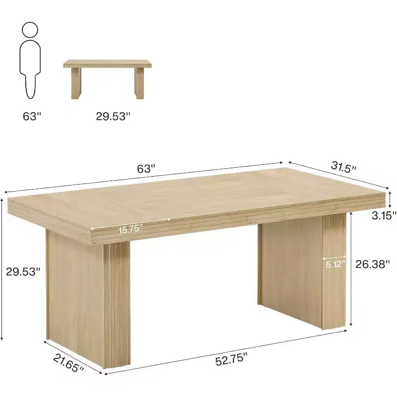 Bureau de direction 63, bureau d'ordinateur avec pieds robustes et plateau épaissi, grande table de travail pour le bureau
