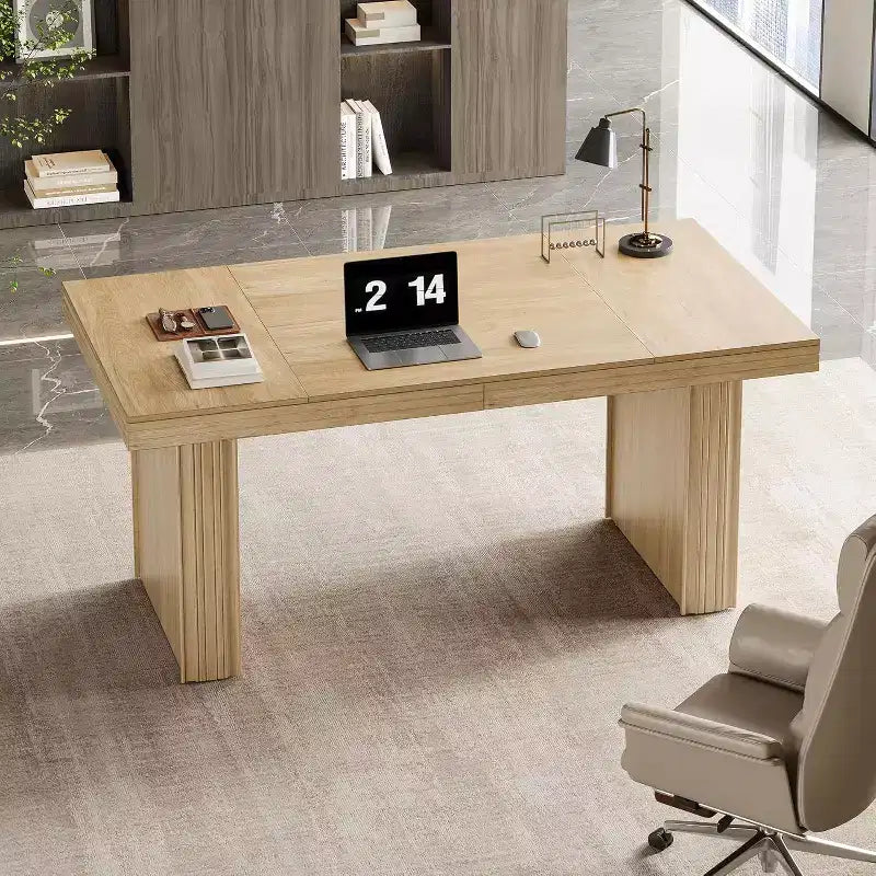 Bureau de direction 63, bureau d'ordinateur avec pieds robustes et plateau épaissi, grande table de travail pour le bureau