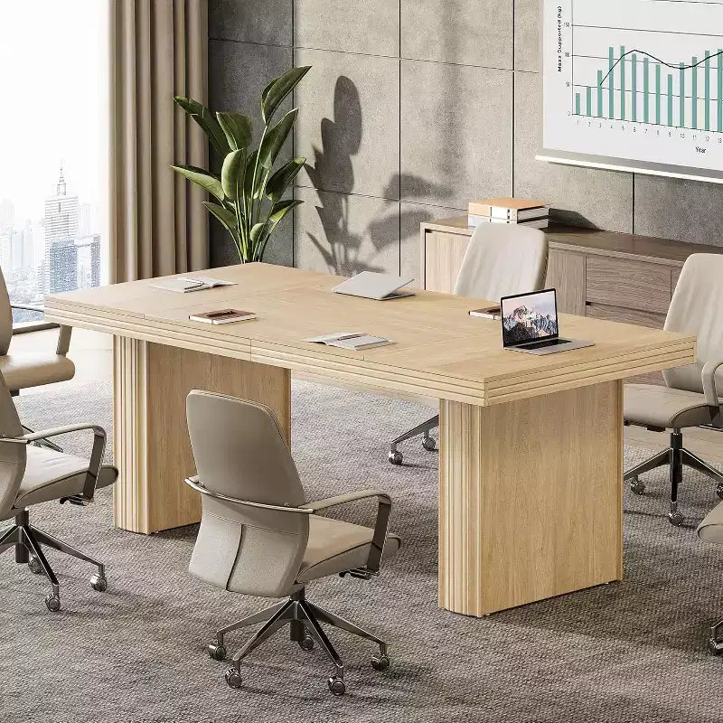 Bureau de direction 63, bureau d'ordinateur avec pieds robustes et plateau épaissi, grande table de travail pour le bureau