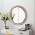 Miroirs décoratifs ronds en bois de 24 po pour la décoration murale, miroirs circulaires rustiques avec perles pour chambre à coucher, salon, bureau