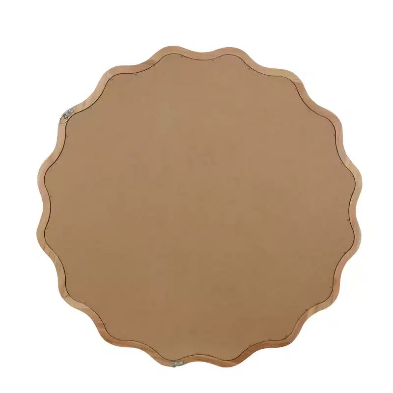 Miroir décoratif rond ondulé à cadre en bois de 76 cm pour chambre à coucher, salle de bain, salon, entrée, naturel