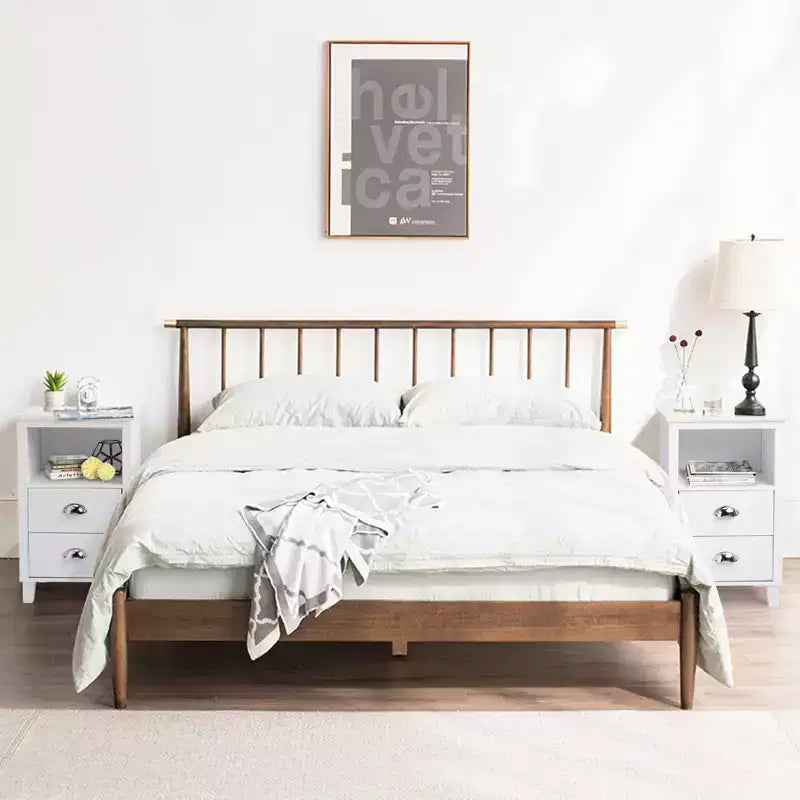 Tables de chevet 2 tiroirs en MDF blanc de 40 cm (15,75 po) de large