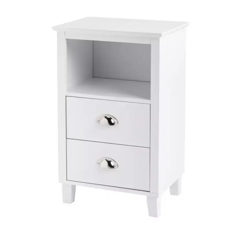 Tables de chevet 2 tiroirs en MDF blanc de 40 cm (15,75 po) de large