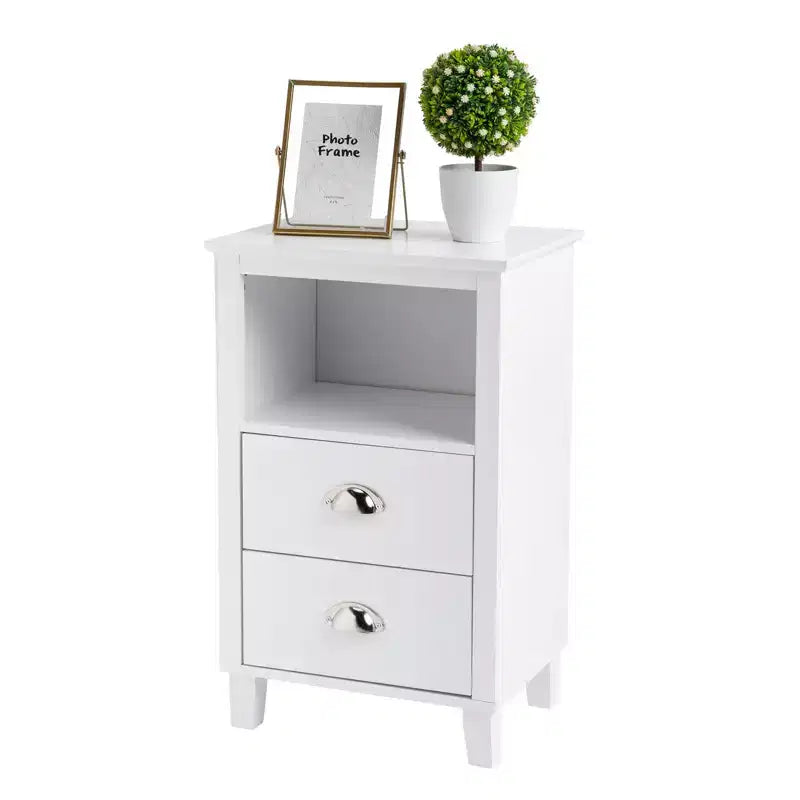 Tables de chevet 2 tiroirs en MDF blanc de 40 cm (15,75 po) de large