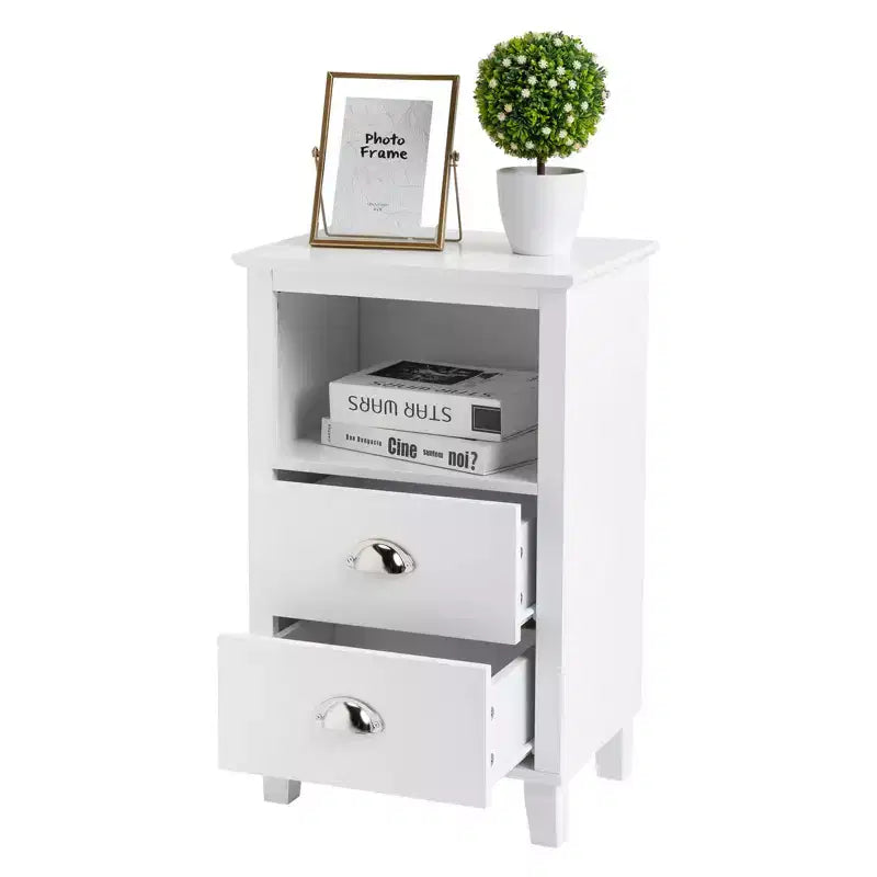 Tables de chevet 2 tiroirs en MDF blanc de 40 cm (15,75 po) de large