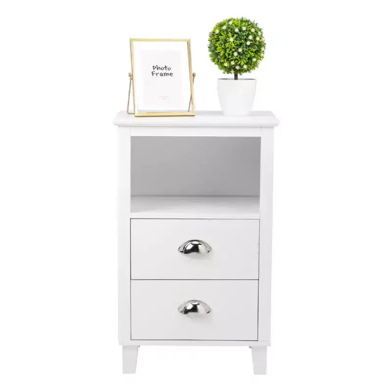 Tables de chevet 2 tiroirs en MDF blanc de 40 cm (15,75 po) de large