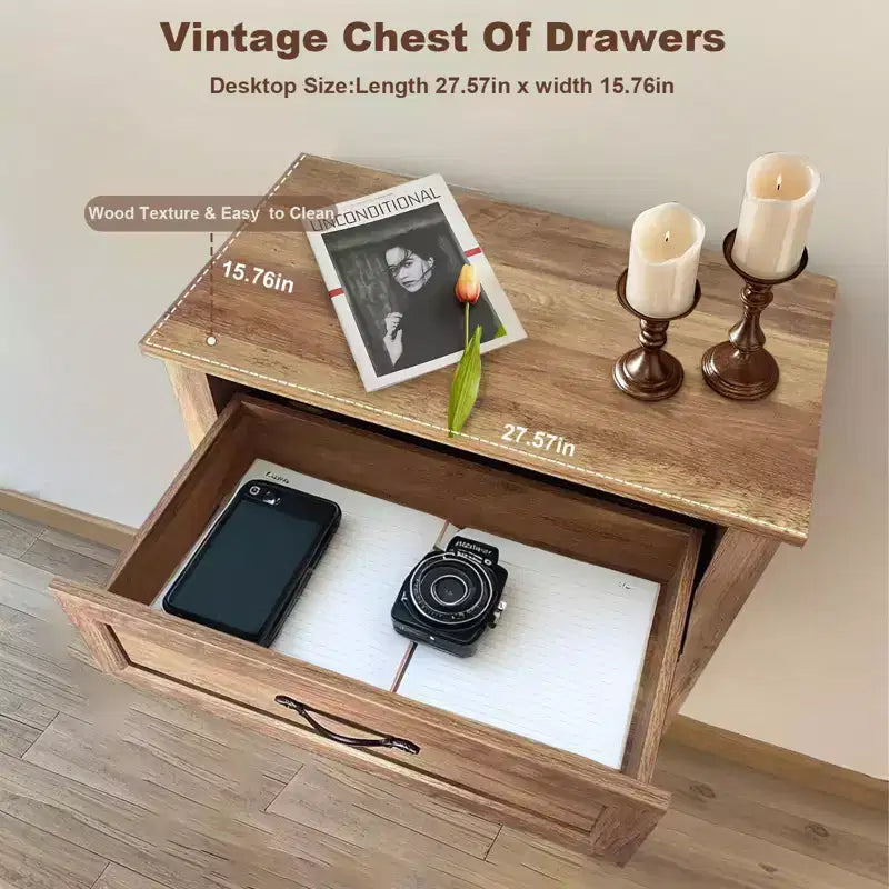Commode à 5 tiroirs pour chambre à coucher, commode haute rustique en bois, commode de ferme avec organisateur de rangement