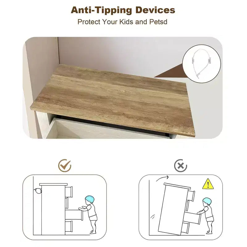 Commode à 5 tiroirs pour chambre à coucher, commode haute rustique en bois, commode de ferme avec organisateur de rangement