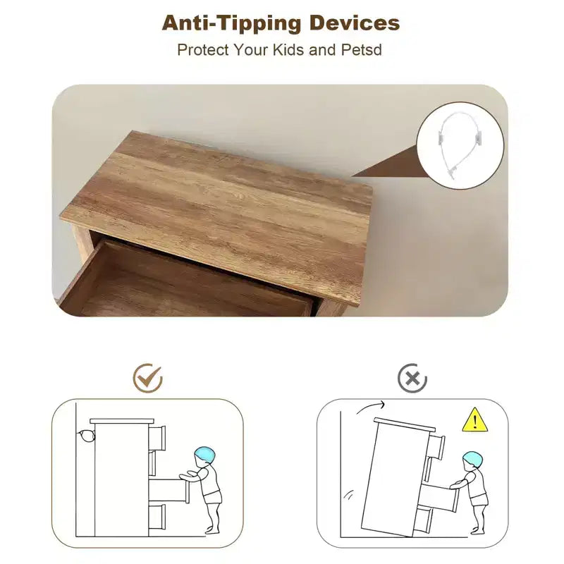 Commode à 5 tiroirs pour chambre à coucher, commode haute rustique en bois, commode de ferme avec organisateur de rangement