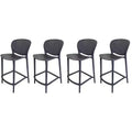 HomeRoots Set of Four 30 Dark Gray Heavy Duty Plastic Low Back Bar Height Bar Chairs