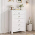 Acekool Farmhouse 5-Drawer Dresser, 45 Tall Vertical Storage Chest with Geometric Drawer Fronts for Bedroom, Closet, Entryway