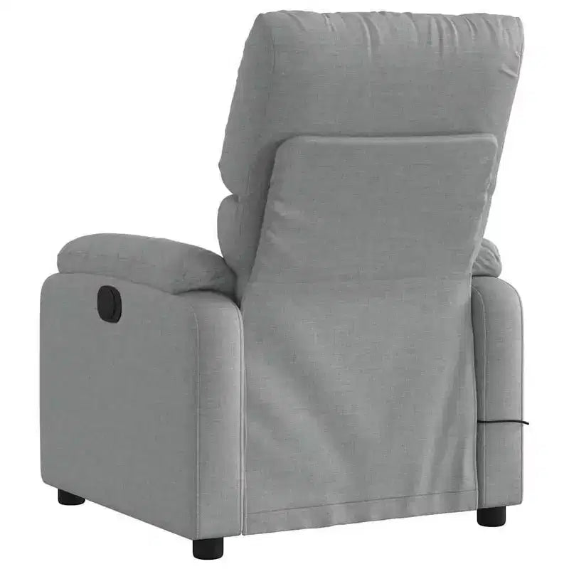 Fauteuil inclinable de massage électrique gris clair, fauteuil de relaxation réglable avec massage vibrant, poche latérale, confort en tissu