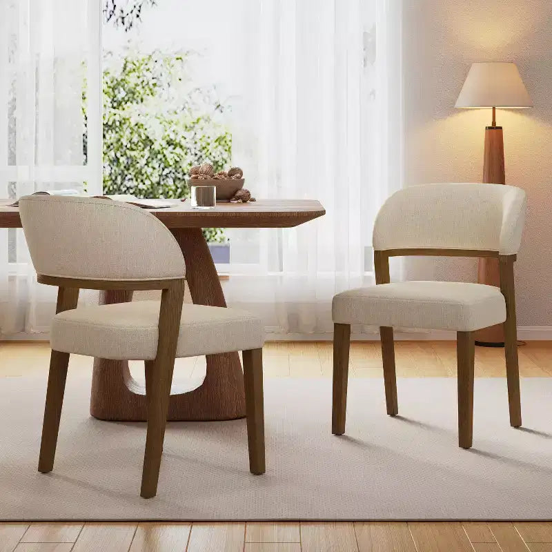 Chaises de salle à manger modernes rembourrées en bois d'hévéa (lot de 2)
