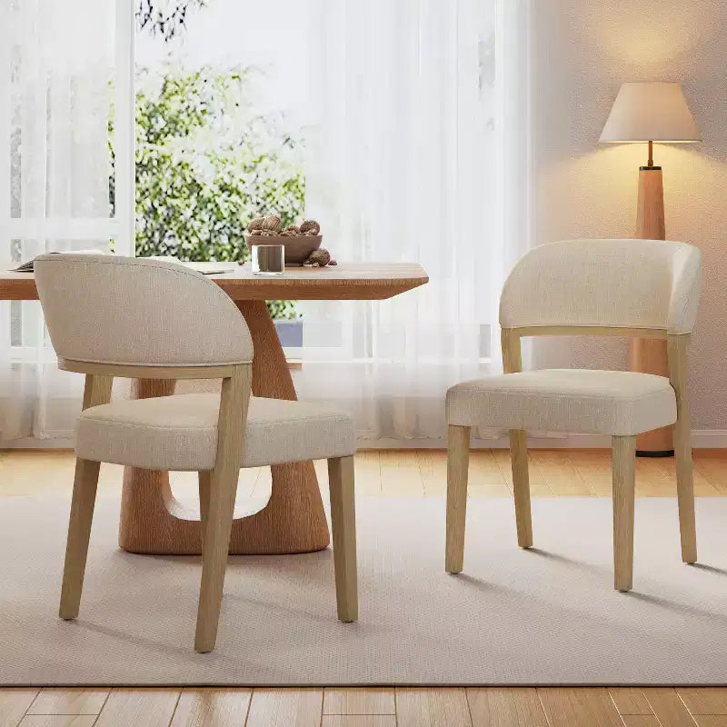 Chaises de salle à manger modernes rembourrées en bois d'hévéa (lot de 2)