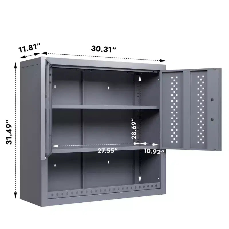 Armoires de garage métalliques avec portes, armoires de rangement murales, armoires à outils flottantes, grises, pour sous-sols, cuisines et entrepôts