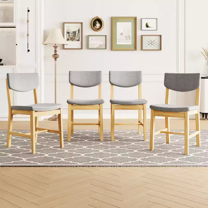 GDFStudio Dalton 4-Piece Wood Dining Chair with Gray Upholstered Cushion