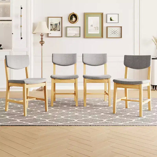 GDFStudio Dalton 4-Piece Wood Dining Chair with Gray Upholstered Cushion