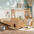 JVNOXK Fun Kids Car-Shaped Bunk Bed with Storage Drawers, Windows, and Desk Made from Natural Premium Materials Natural