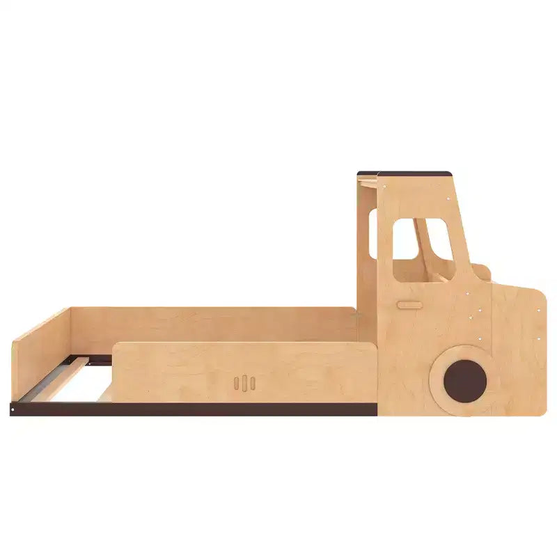 Lit superposé amusant pour enfants en forme de voiture avec tiroirs de rangement, fenêtres et bureau fabriqué à partir de matériaux naturels de première qualité Naturel
