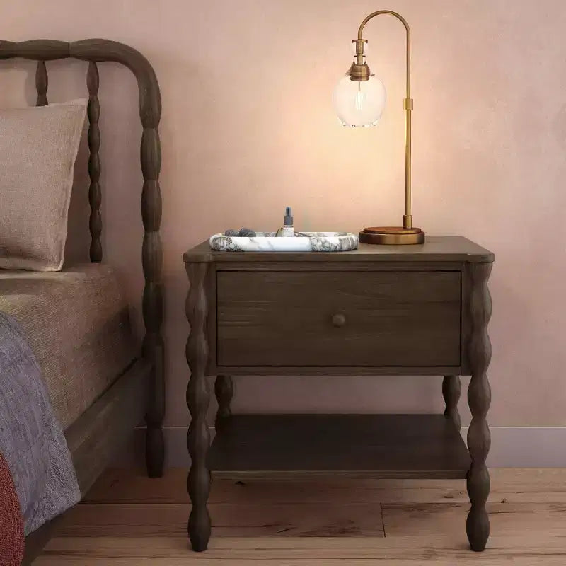 Table de chevet Jenny Lind avec 1 tiroir et étagère inférieure