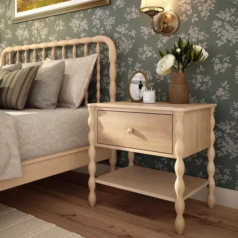 Table de chevet Jenny Lind avec 1 tiroir et étagère inférieure