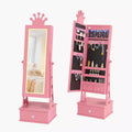 Kids Jewelry Armoire with Full-Length Mirror & 3 Drawers - Girls' Standing Jewelry Organizer & Vanity Dress-Up Cabinet
