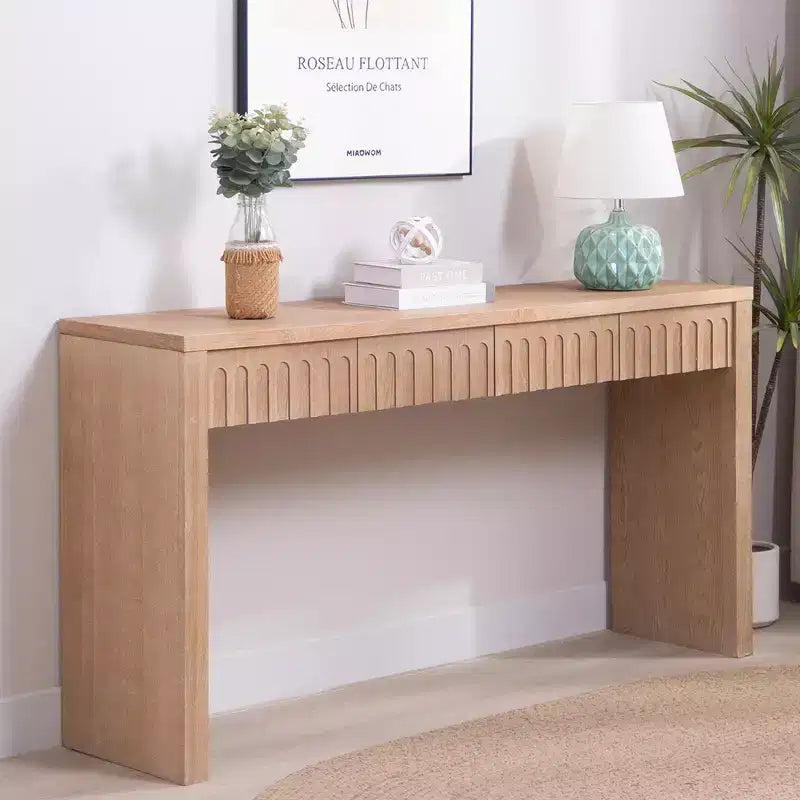 Console moderne en bois de 150 cm avec 4 tiroirs