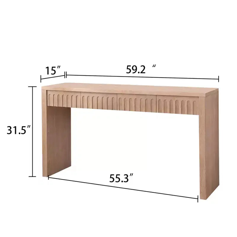 Console moderne en bois de 150 cm avec 4 tiroirs