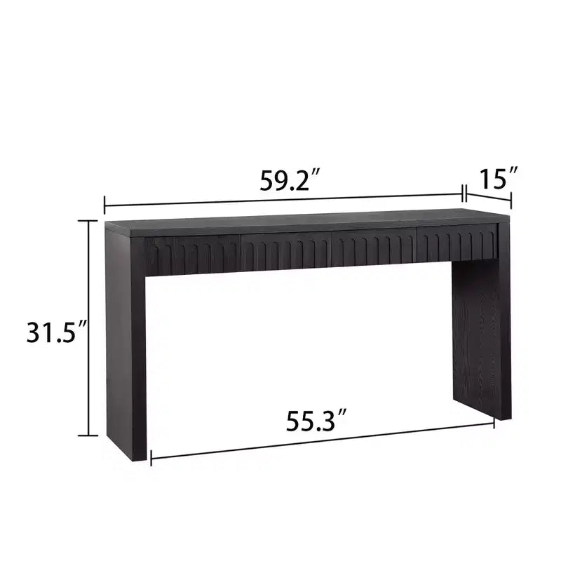 Console moderne en bois de 150 cm avec 4 tiroirs