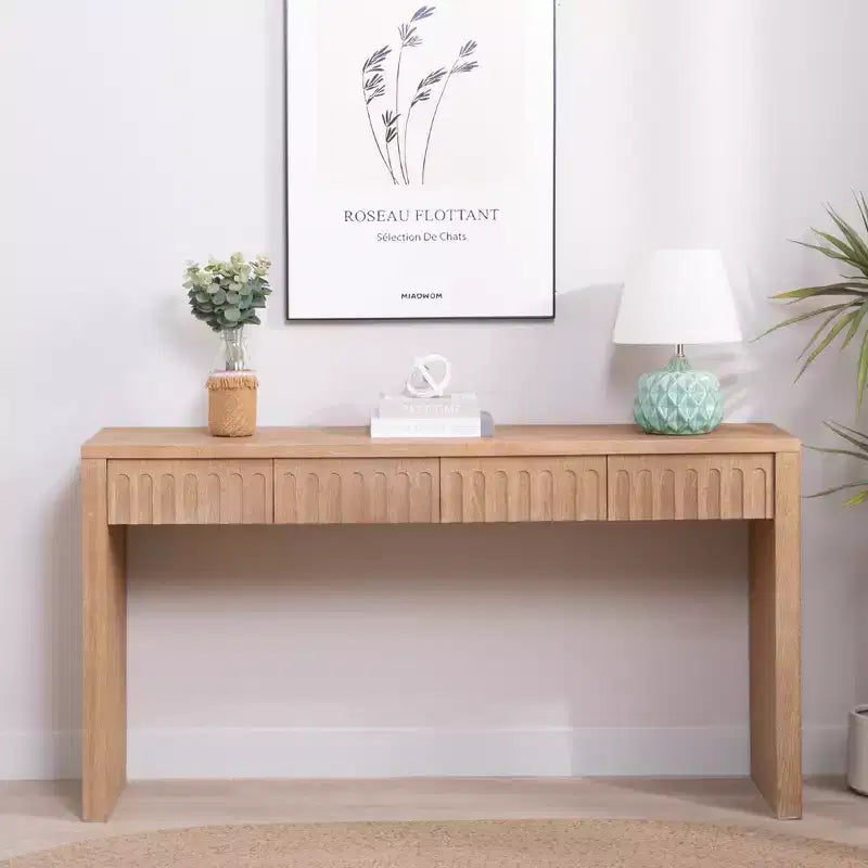 Console moderne en bois de 150 cm avec 4 tiroirs