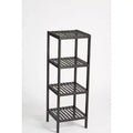 4-Tier Bamboo Shelf  Narrow Slatted Bathroom Shelf with Natural Wood Finish, Plant Stand for Bathroom, Kitchen, Entryway, Bedroom, Sunroom