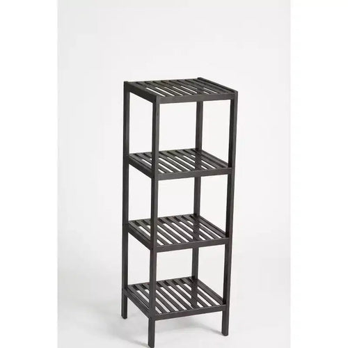 4-Tier Bamboo Shelf  Narrow Slatted Bathroom Shelf with Natural Wood Finish, Plant Stand for Bathroom, Kitchen, Entryway, Bedroom, Sunroom