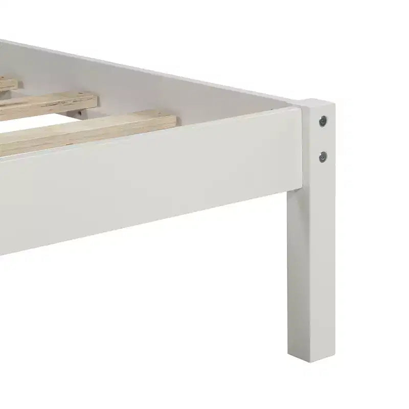 Lit plateforme double avec tête de lit, montage facile, blanc