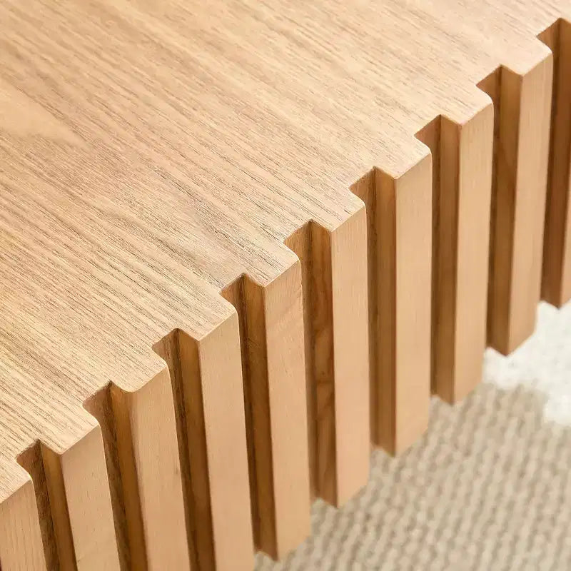 Table basse carrée à tambour fabriquée à la main de 90 cm pour salon, avec piédestal en MDF robuste, naturelle