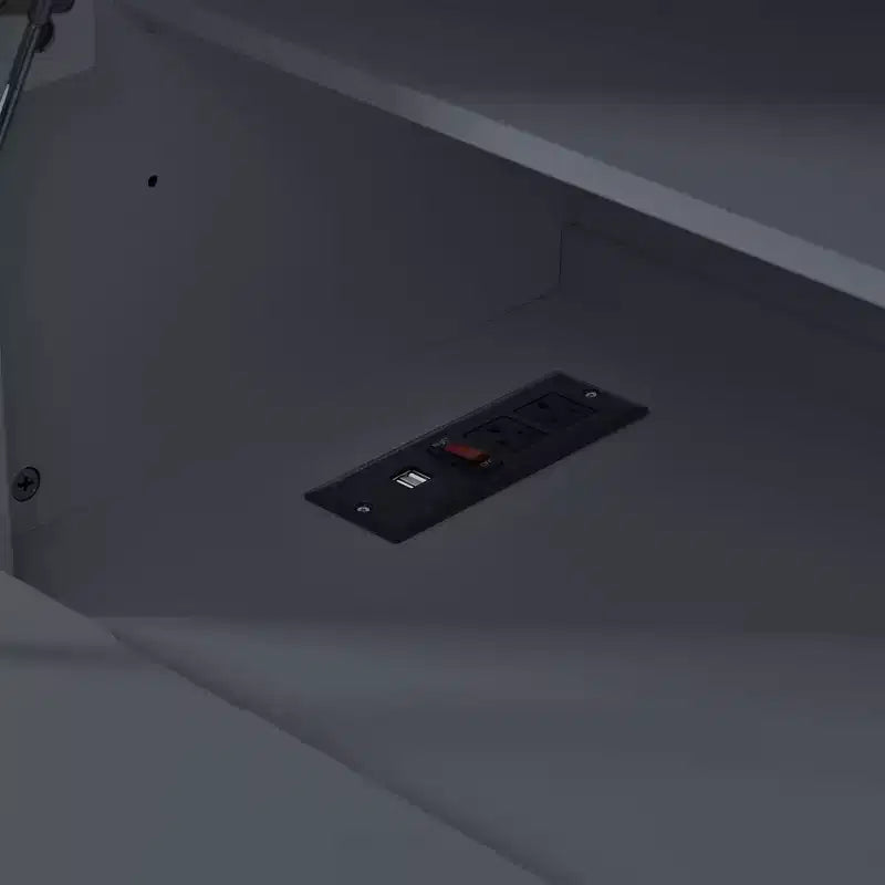 Armoire de cuisine haute avec prises de courant, meuble de rangement autonome avec 3 tiroirs et étagères réglables pour salle à manger