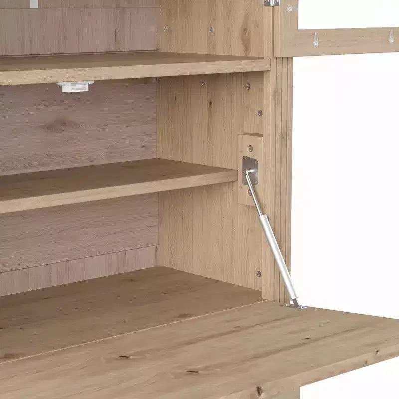 Armoire de cuisine haute avec prises de courant, meuble de rangement autonome avec 3 tiroirs et étagères réglables pour salle à manger