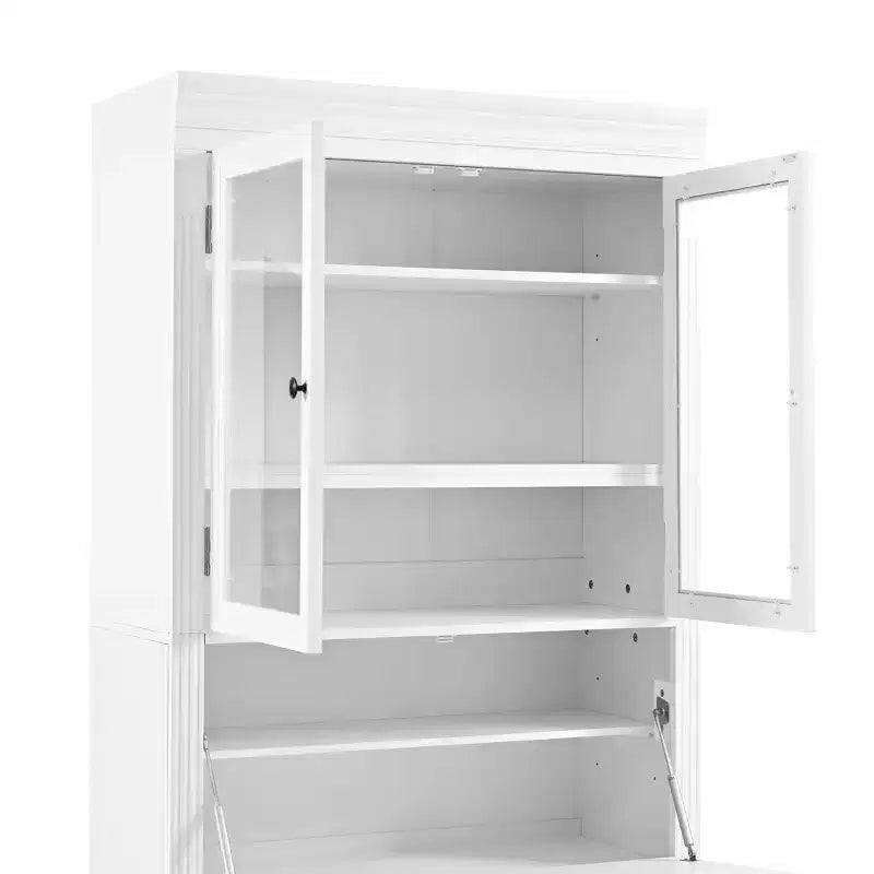 Armoire de cuisine haute avec prises de courant, meuble de rangement autonome avec 3 tiroirs et étagères réglables pour salle à manger