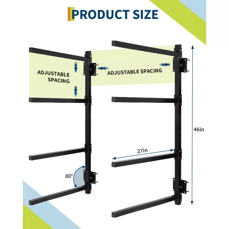 Support de rangement mural robuste et réglable pour 4 kayaks, canoës, paddles ou planches de surf – Capacité de charge 400 lb