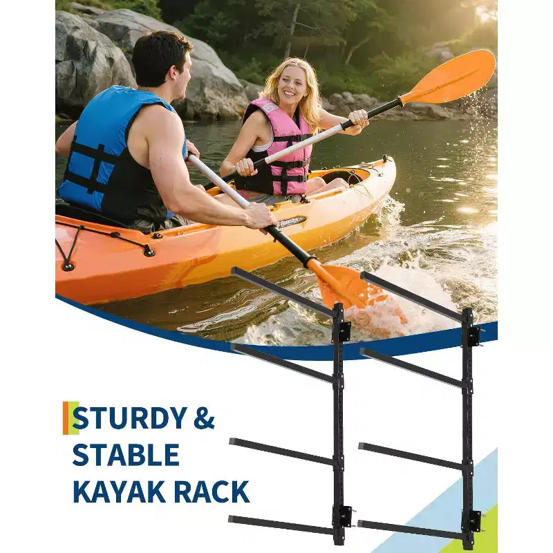 Support de rangement mural robuste et réglable pour 4 kayaks, canoës, paddles ou planches de surf – Capacité de charge 400 lb