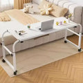 Overbed Table, Adjustable Height and Length Bed Laptop Desk on Wheels, Curved Edge Fits Twin to Queen Beds, for Living Room, Bedroom & Recovery